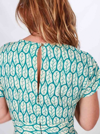 Robe Camille Blue hoja robe bleue � imprim� feuillage