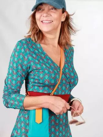 Robe Cantik Pinia Bleu robe bleue � motif graphique
