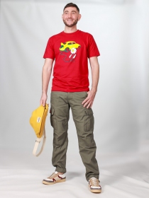 T-shirt Flower power groseille