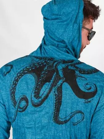 Hoodie Octopus Petrol pi�ce textile polyvalente au style sobre et raffin�