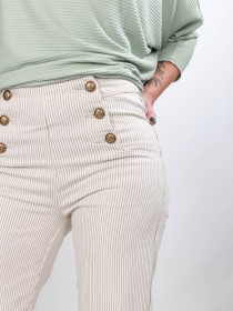 Pantalon à pont Victorine Rayures vertes