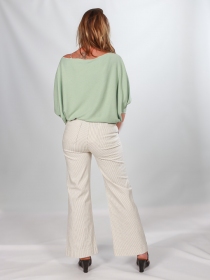 Pantalon à pont Victorine Rayures vertes