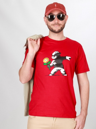 T-shirt Mario Banksy Groseille t-shirt mario banksy groseille pop art