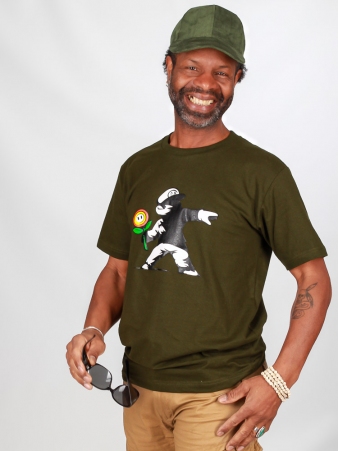 T-shirt Mario Banksy Vert t-shirt mario banksy vert urbain