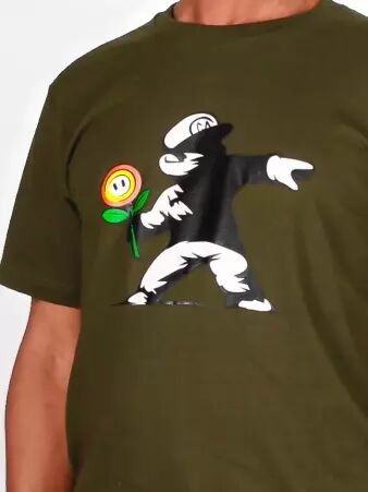 T-shirt Mario Banksy Vert t-shirt mario banksy vert urbain