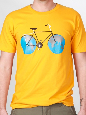 T-shirt Planet Bike Jaune t-shirt v�lo graphique jaune �nergie urbaine