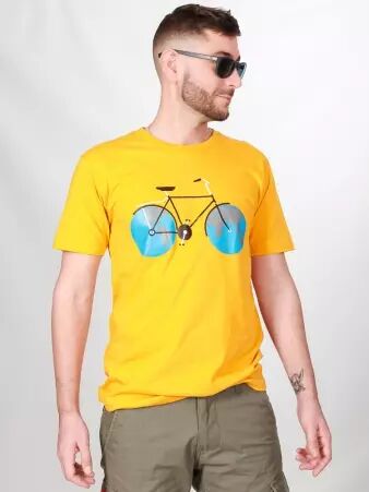 T-shirt Planet Bike Jaune t-shirt v�lo graphique jaune �nergie urbaine