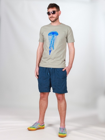 Short velours Barney poches frontales Bleu short velours bleu � poches frontales