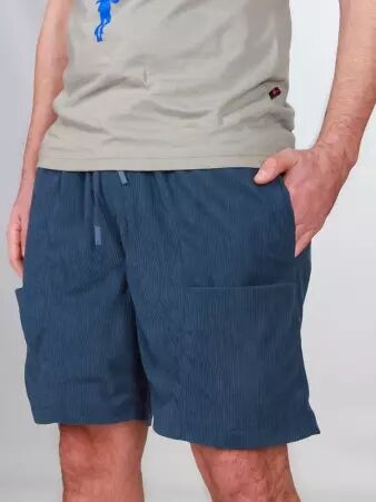 Short velours Barney poches frontales Bleu short velours bleu � poches frontales