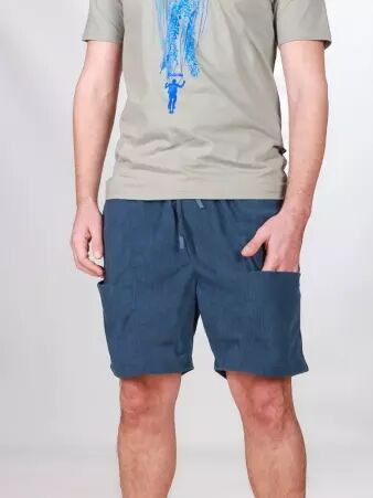 Short velours Barney poches frontales Bleu short velours bleu � poches frontales