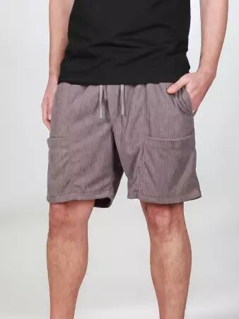 Short velours Barney poches frontales Gris short velours gris coupe droite