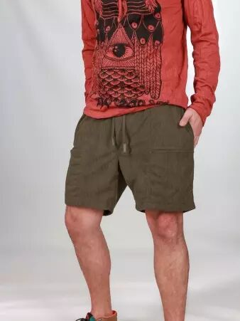 Short velours Barney poches frontales Kaki short velours kaki inspiration nature