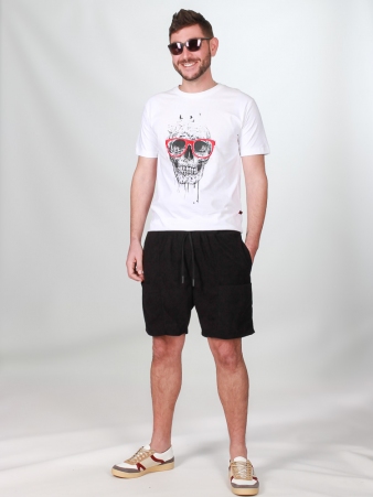 Short velours Barney poches frontales Noir short velours noir style intemporel