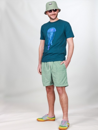 Short velours Barney poches frontales Vert amande short velours vert amande doux