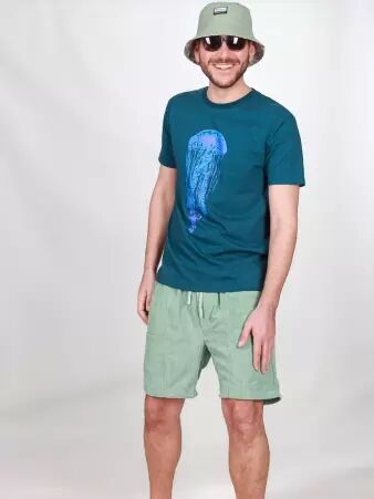 Short velours Barney poches frontales Vert amande short velours vert amande doux