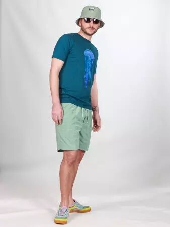 Short velours Barney poches frontales Vert amande short velours vert amande doux