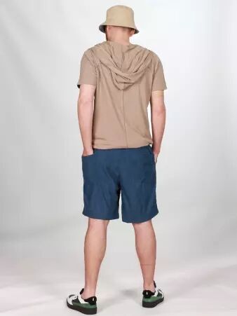 Short velours Wally poches cot�s Bleu short velours bleu � poches lat�rales