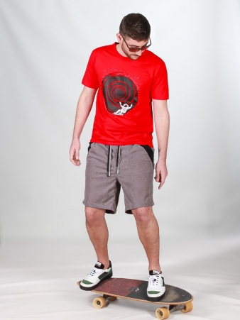 Short velours Wally poches cot�s Gris short velours gris � poches lat�rales modernes