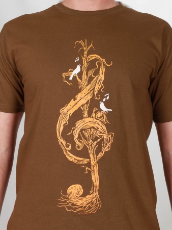 T Shirt Clef de sol v�g�tale Kaki t-shirt musique v�g�tale vert kaki