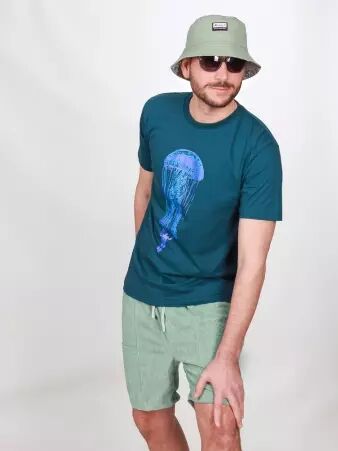 Tee shirt Jelly fish Bleu t-shirt m�duse bleue fluide