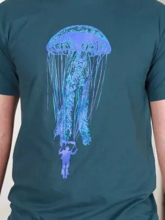 Tee shirt Jelly fish Bleu t-shirt m�duse bleue fluide