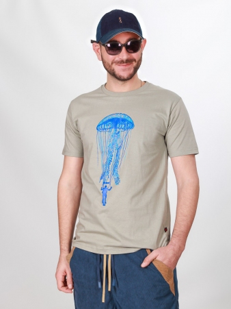 Tee shirt Jelly Fish Gris t-shirt m�duse grise ambiance min�rale