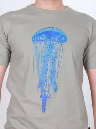 Tee shirt Jelly Fish Gris t-shirt m�duse grise ambiance min�rale