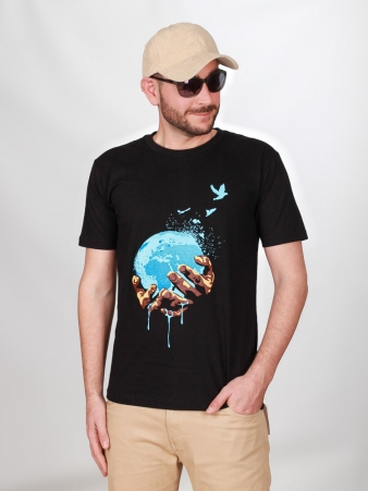 Tee shirt Melting Planet Noir t-shirt melting planet noir visuel engag�