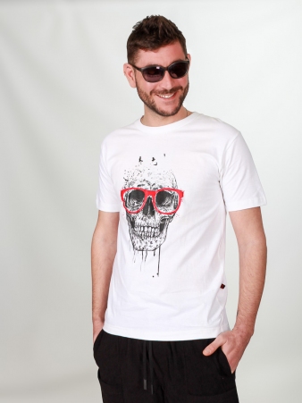 Tee shirt Skull glasses Blanc t-shirt skull glasses blanc d�cal�