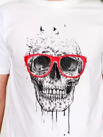 Tee shirt Skull glasses Blanc t-shirt skull glasses blanc d�cal�