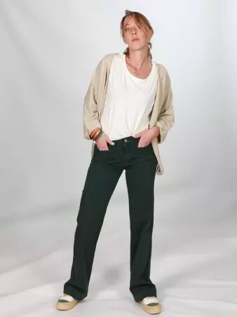 Pantalon wide leg vert bouteille pantalon large vert bouteille profond