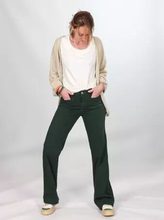 Pantalon wide leg vert bouteille pantalon large vert bouteille profond