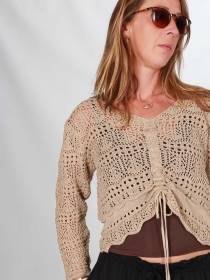 Top crochet brun