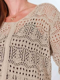 Top crochet brun