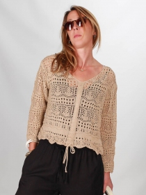 Top crochet brun