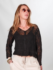 Top crochet noir