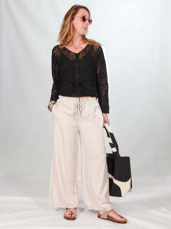 Top crochet noir top textur� crochet noir