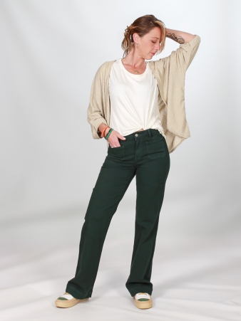 Cardigan maille ajour�e beige accessoire textile au look moderne