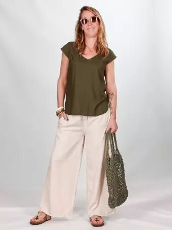 Top Ava Kaki top ava kaki coupe confortable