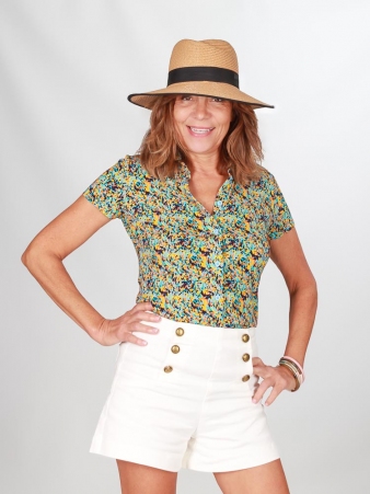 Chemise Lary manches courtes Puzzle accessoire textile au look moderne
