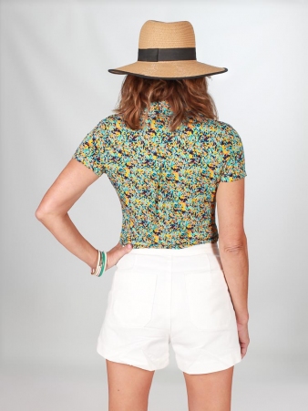 Chemise Lary manches courtes Puzzle accessoire textile au look moderne