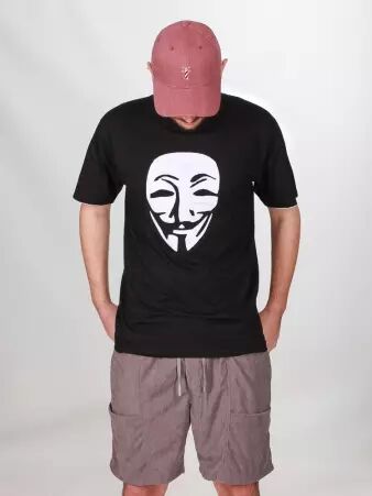 Tee shirt Anonymous Fond Noir design Blanc t-shirt anonymous noir blanc minimal