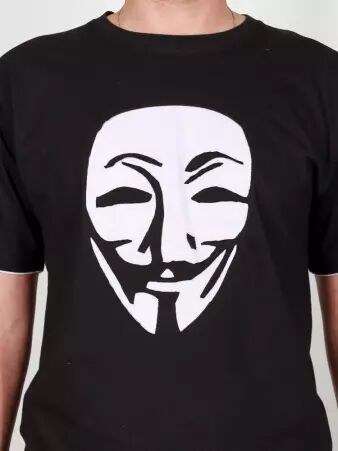 Tee shirt Anonymous Fond Noir design Blanc t-shirt anonymous noir blanc minimal