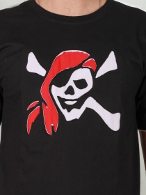 Tee shirt Pirate Fond Noir design Blanc & Bordeaux