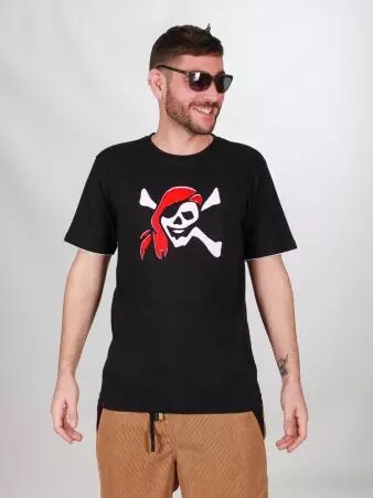 Tee shirt Pirate Fond Noir design Blanc & Bordeaux t-shirt pirate noir contraste blanc bordeaux