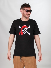 Tee shirt Pirate Fond Noir design Blanc & Bordeaux