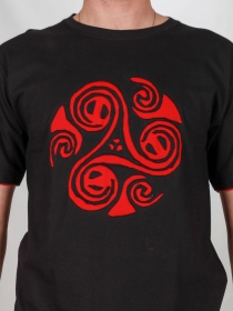Tee shirt Triskel Fond Noir design Bordeaux