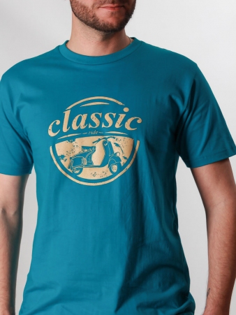 T-shirt Vespa bleu lagoon t-shirt scooter iconique ton lagon