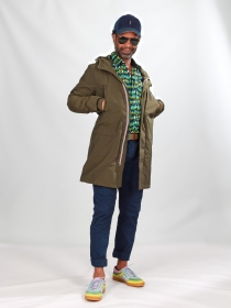 coupe vent homme long réversible kaki