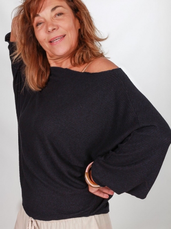 Top Noy Navy m�tallis� top bleu marine effet m�tallis� lumineux